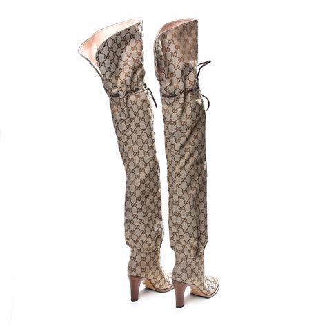 replica gucci knee boots|gucci monogram thigh high boots.